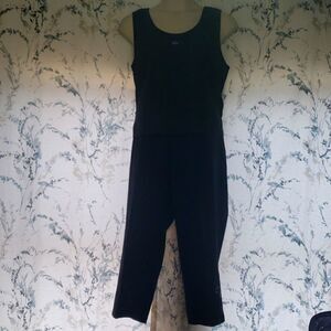 A. K. C. EUC. Black with Cut Work and cute Embroidery Flowers.2 piece. Size XL.